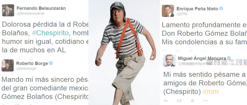 Políticos lamentan la muerte de Chespirito