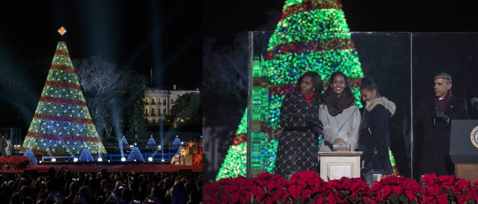 Obama enciende el árbol navideño de la Casa Blanca