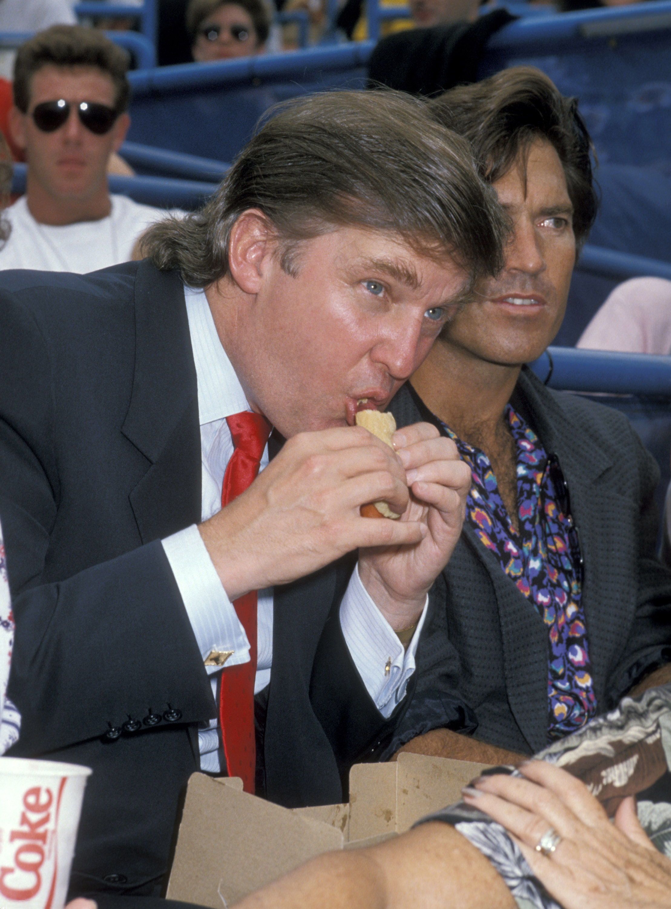 Donald Trump and guest during 1989 U.S. Open at Flushing Meadow Corona Park in Queens, New York, United States. (Photo by Ron Galella/Getty Images)